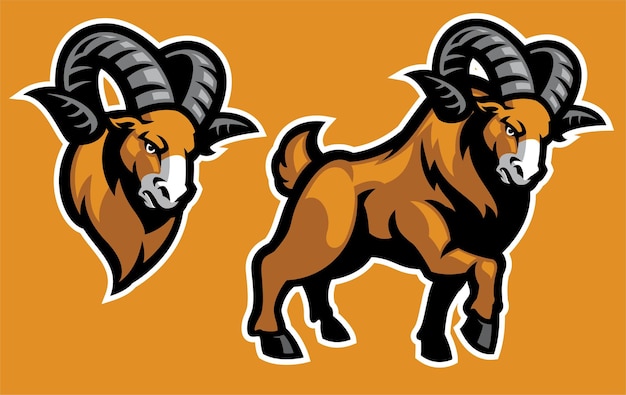 Mascot of ram set