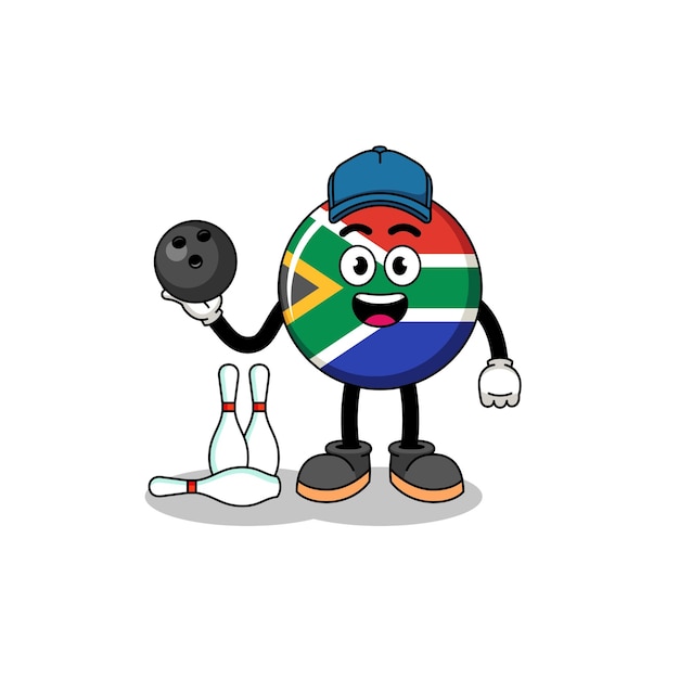 Mascot of south africa flag as a bowling player