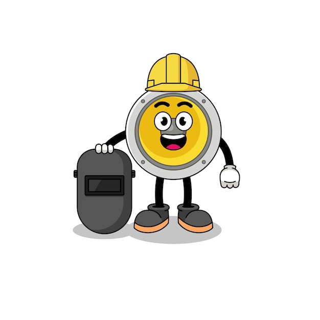 Mascot of speaker as a welder