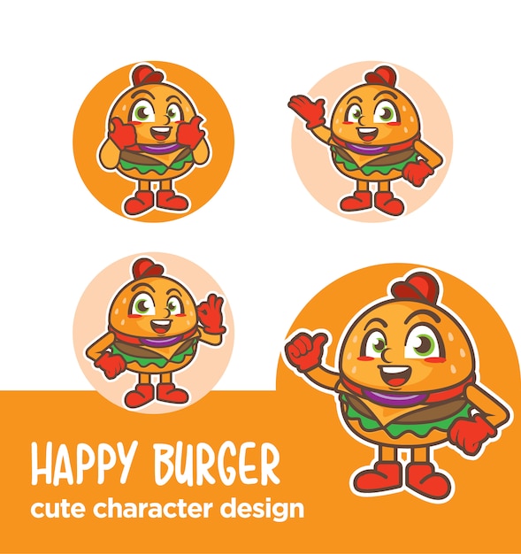 mascot or sticker character burger designs