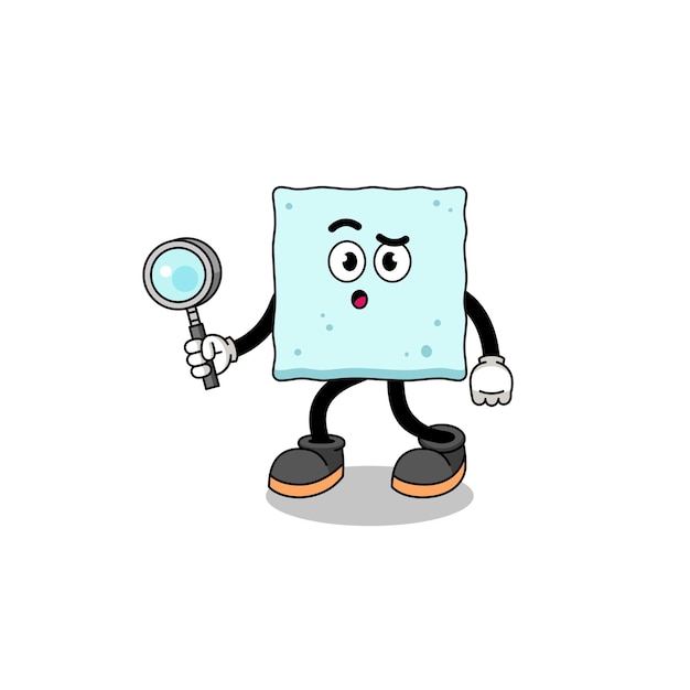 Mascot of sugar cube searching character design