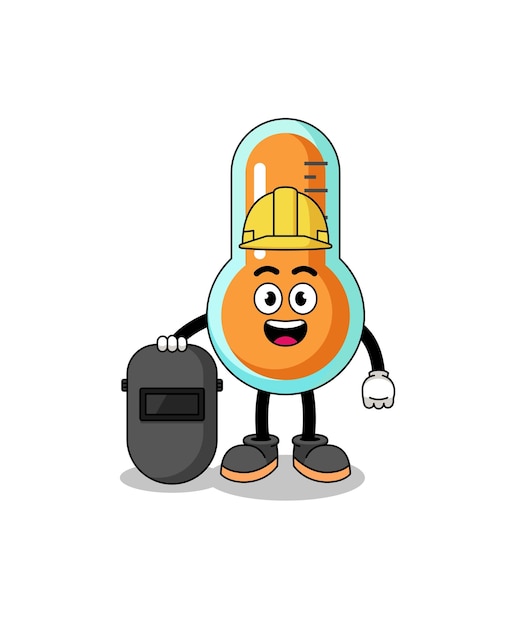 Mascot of thermometer as a welder