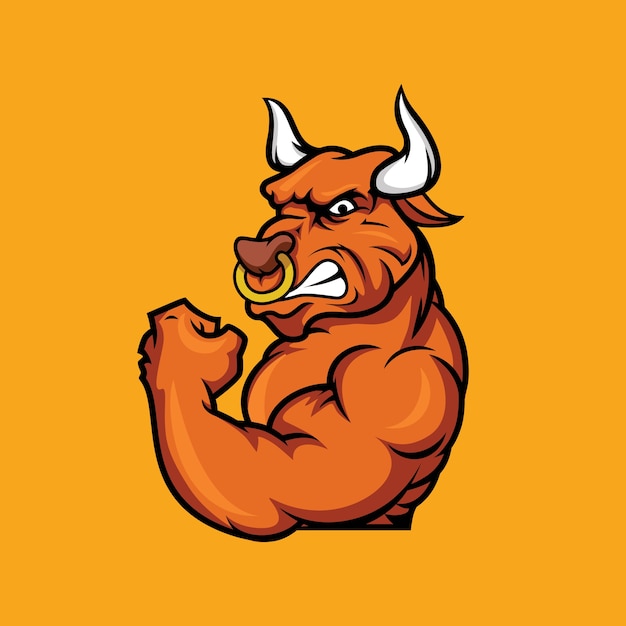 Mascular Bull Angry Mascot 