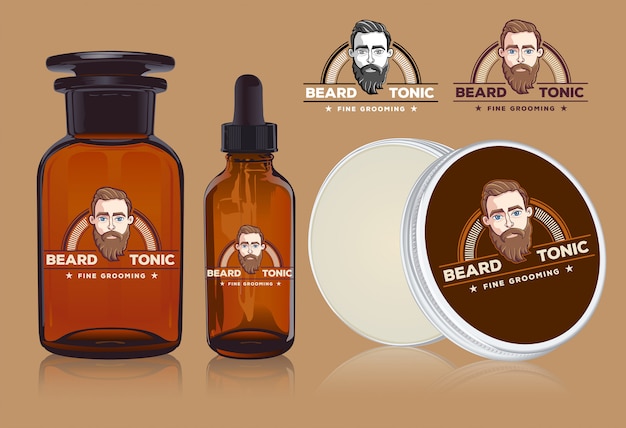 Vector masculine beard oil label logo