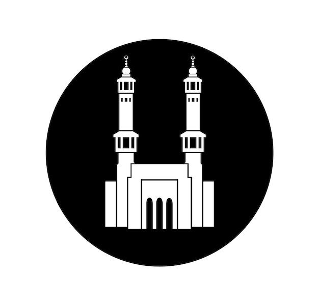 Masjid al Haram front vector icon Al Haram mosque black and white vector icon