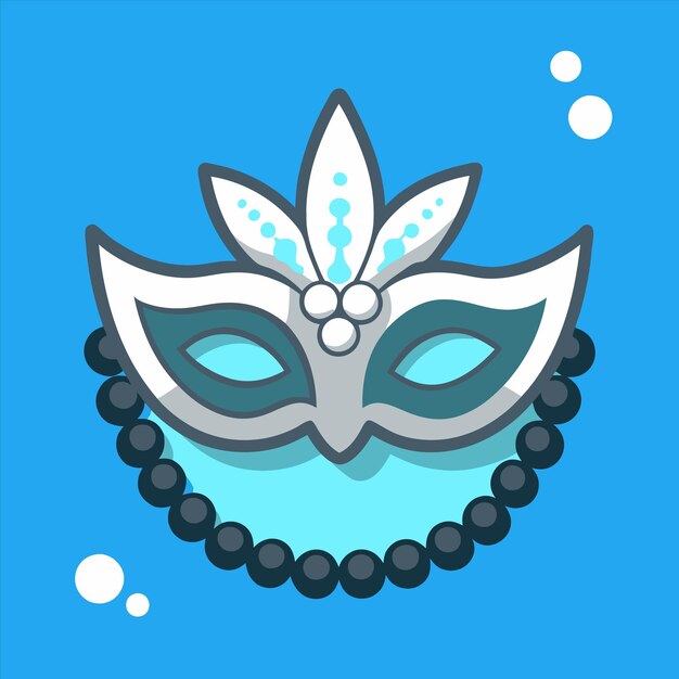 Vector a mask with black and white beads and a blue background with bubbles