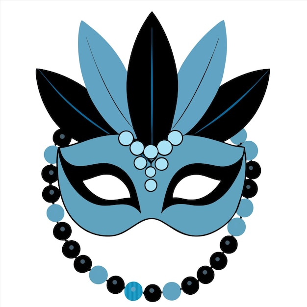 a mask with blue feathers and a blue and black feather on it