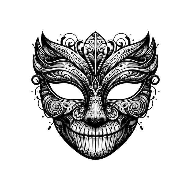 a mask with a face Halloween mask with clean lines and precise details