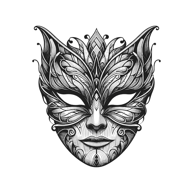 a mask with a face Halloween mask with clean lines and precise details