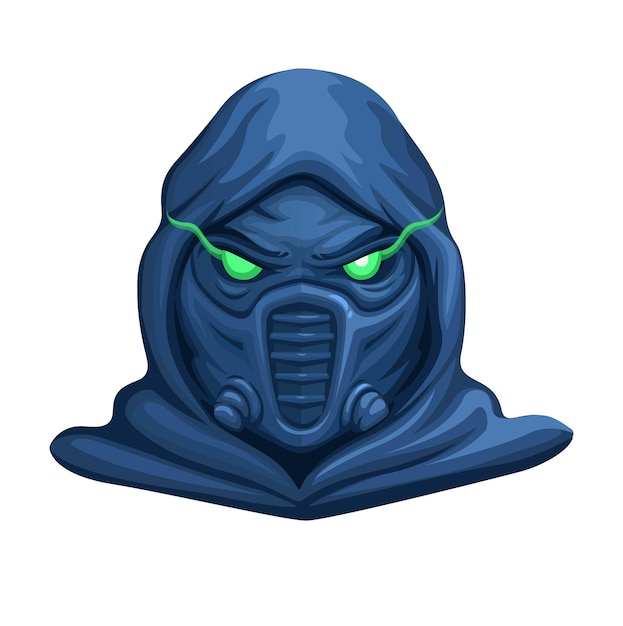 Masked assassin in hoodie mascot illustration vector