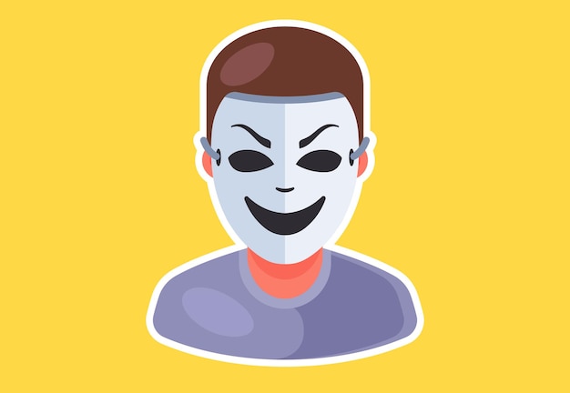 Masked man icon. rip off a person. Flat character vector illustration.