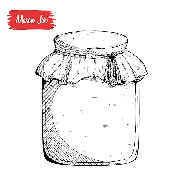 Mason Jar hand drawn or sketch style on white background