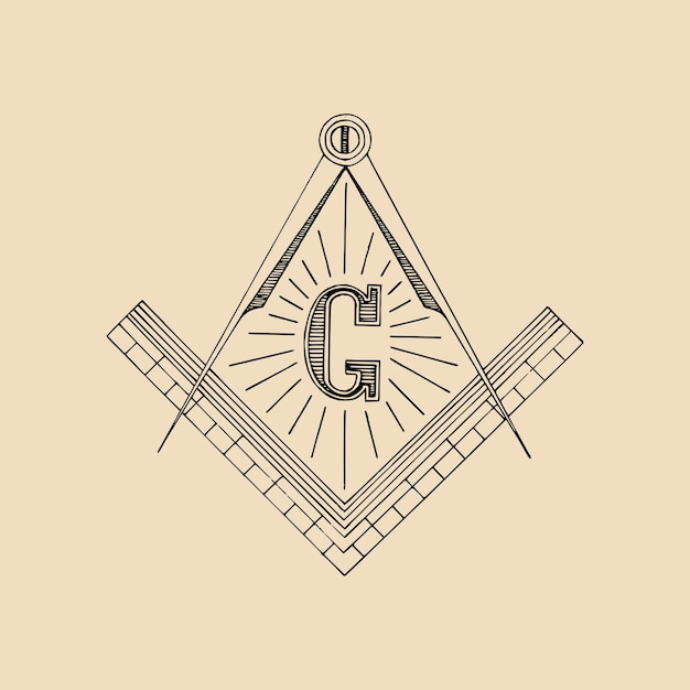 Masonic square and compass symbol emblem logo Freemasonry vector illustration