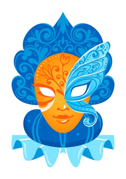 Masquerade colorful masks joyful festival bright face decoration design cartoon style vector