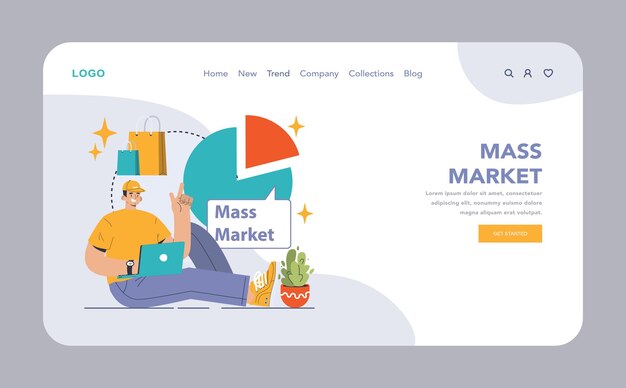 Vector mass market web or landing mass production economics targeted audience and market segmentation