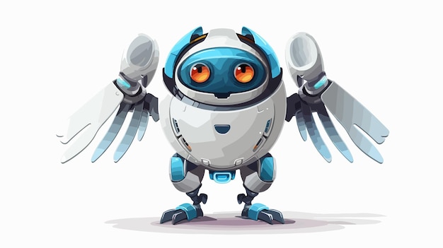 Master Robot Embracing Freedom With Bird on White Background