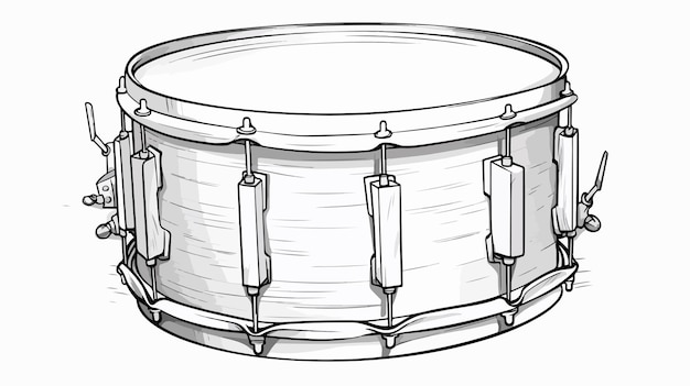 Masterfully Crafted Line Drawing Cartoon of Beating Drum