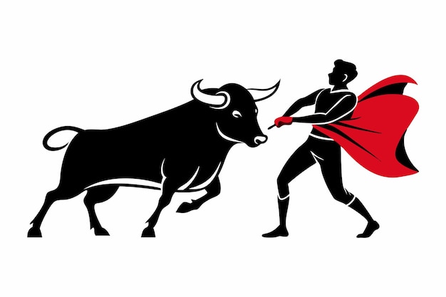 Vector matador fighting with bull e