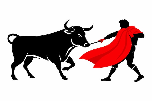 Vector matador fighting with bull a