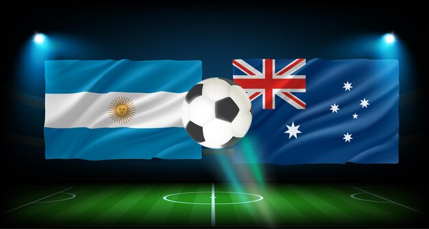 Match between Argentina and Australia team 3d vector concept