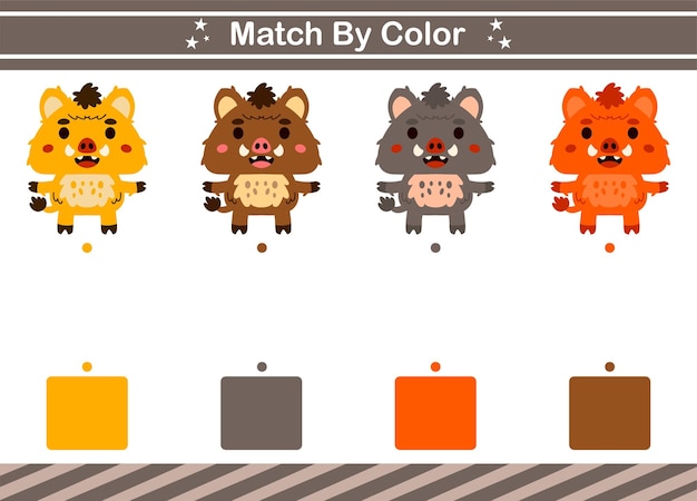 Match by color of animal Educational game for kindergarten Matching game for kids