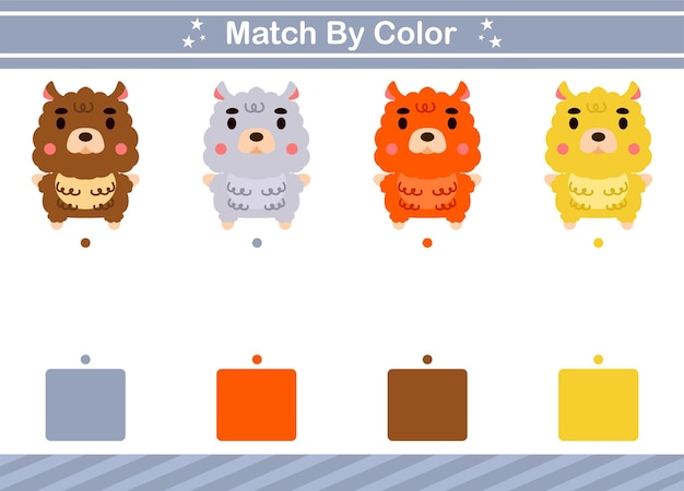 Match by color of animal Educational game for kindergarten Matching game for kids