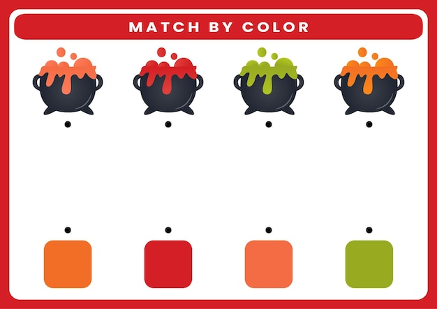 Match by color theme halloween worksheet for kids