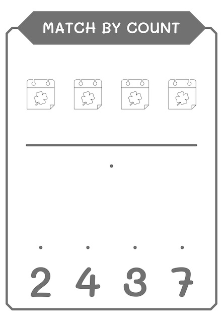 Match by count of Calender game for children Vector illustration printable worksheet