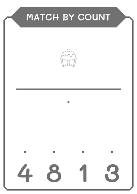 Match by count of Cupcake game for children Vector illustration printable worksheet