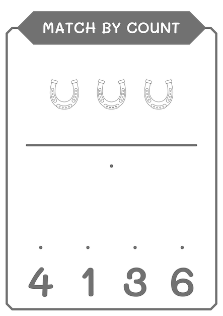 Match by count of Horseshoe game for children Vector illustration printable worksheet