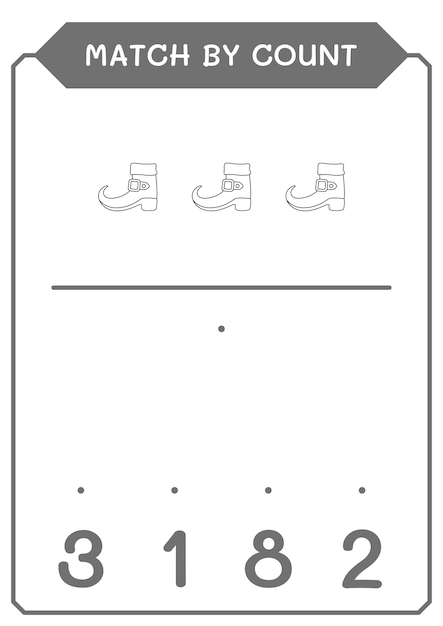 Match by count of Leprechaun boot game for children Vector illustration printable worksheet