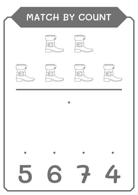 Match by count of Leprechaun boot game for children Vector illustration printable worksheet