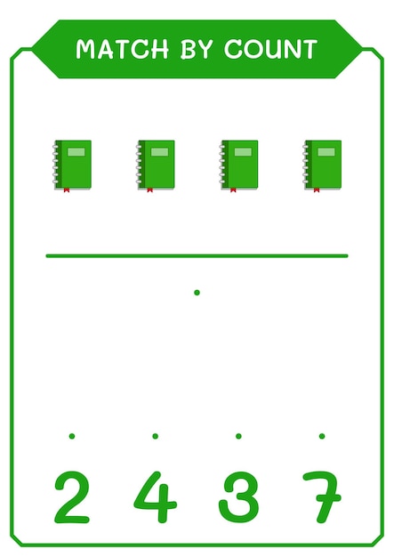 Match by count of Notebook game for children Vector illustration printable worksheet