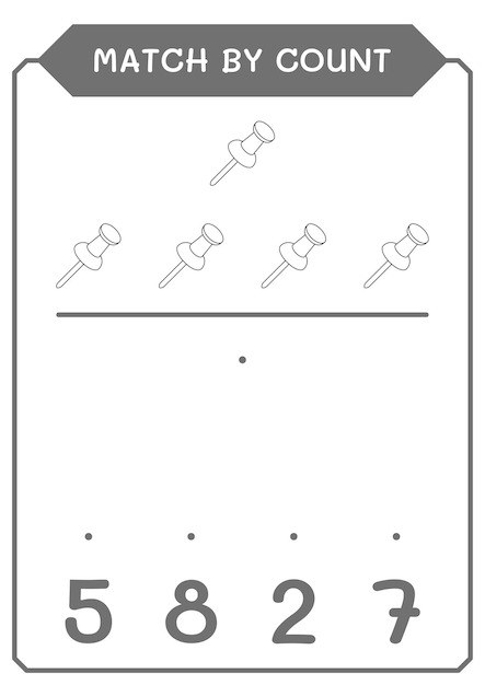 Match by count of Push pin game for children Vector illustration printable worksheet