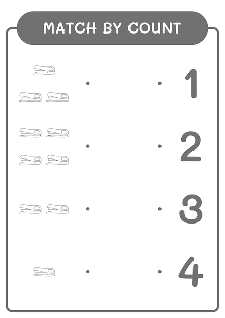 Match by count of Stapler game for children Vector illustration printable worksheet