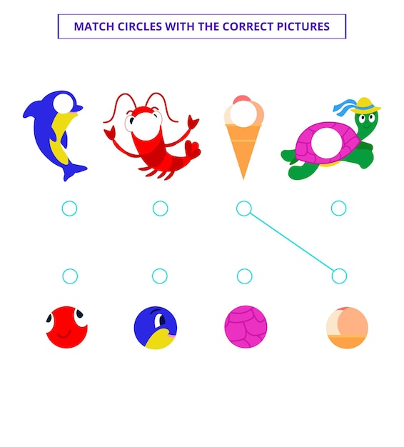 Match circles with the correct pictures Game for kids