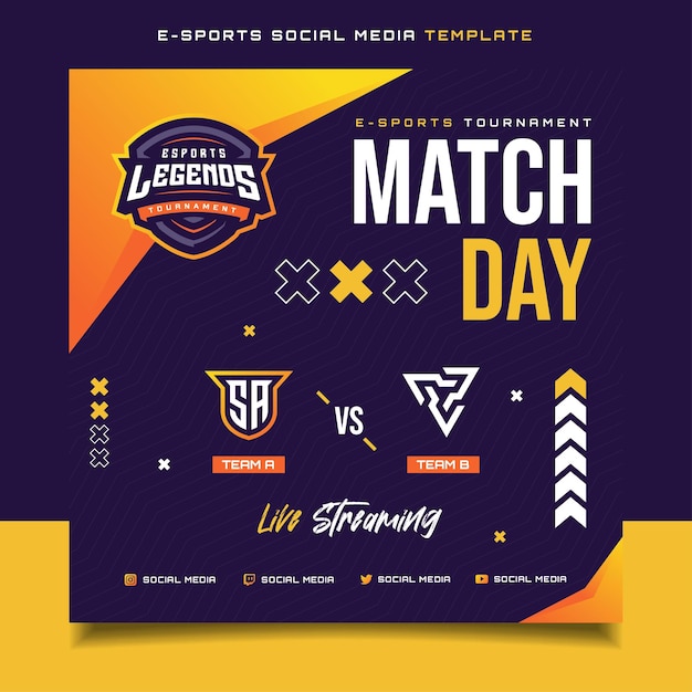 Match Day E-sports Gaming Banner Template for social media Flyer with Logo