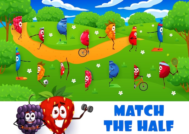 Match half game cartoon cheerful berry characters