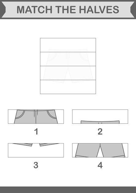 Match halves of Shorts Worksheet for kids