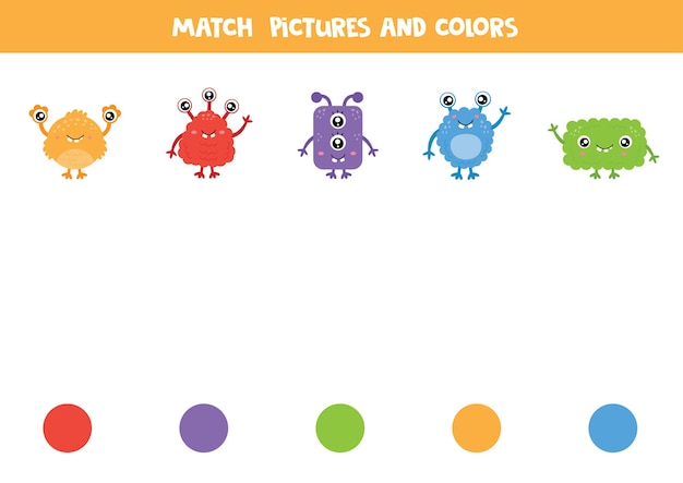 Match monsters and colors. Educational logical game. Learning colors.