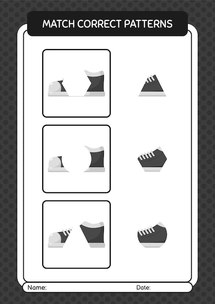 Match pattern game with shoes worksheet for preschool kids kids activity sheet