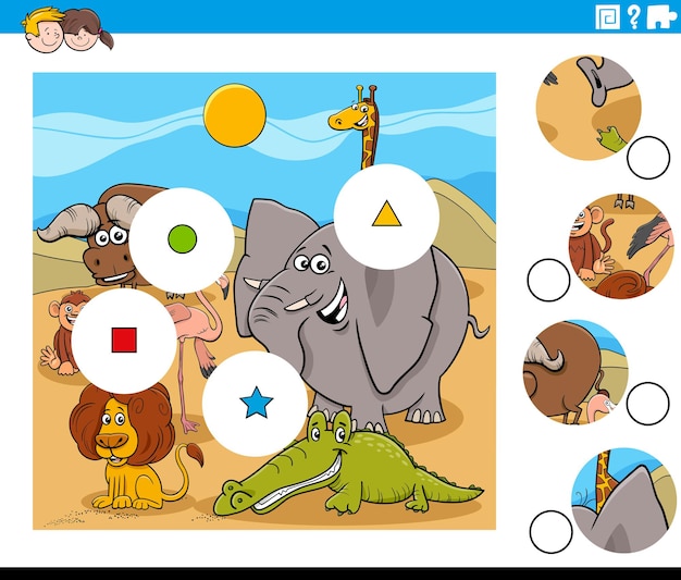 match pieces task with comic animal characters