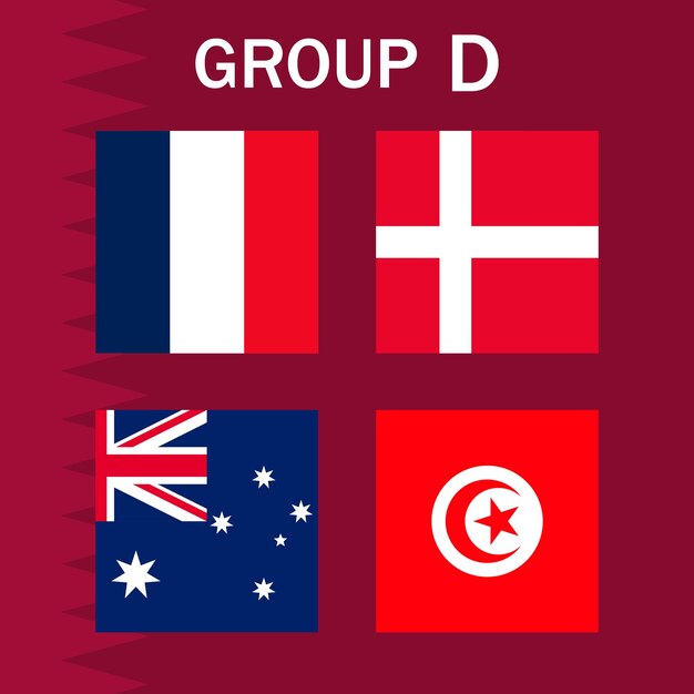 Match schedule group D International soccer tournament in Qatar Vector illustration