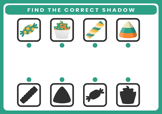 Match the shadow worksheet for kids halloween themed