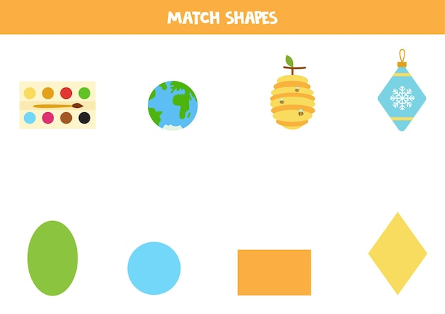 Match shapes. Educational game for learning basic geometric shapes.