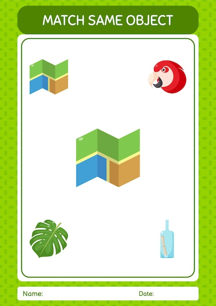 Match with same object game summer icon worksheet for preschool kids kids activity sheet