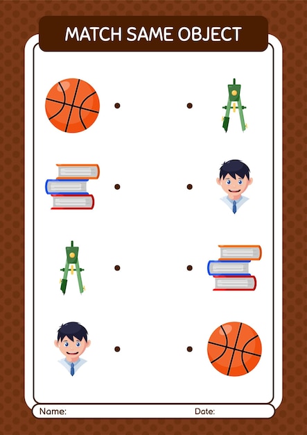 Match with same object game summer icon worksheet for preschool kids kids activity sheet