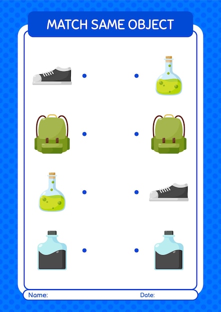 Match with same object game summer icon worksheet for preschool kids kids activity sheet