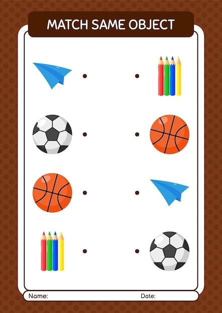 Match with same object game summer icon worksheet for preschool kids kids activity sheet