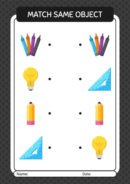 Match with same object game summer icon worksheet for preschool kids kids activity sheet